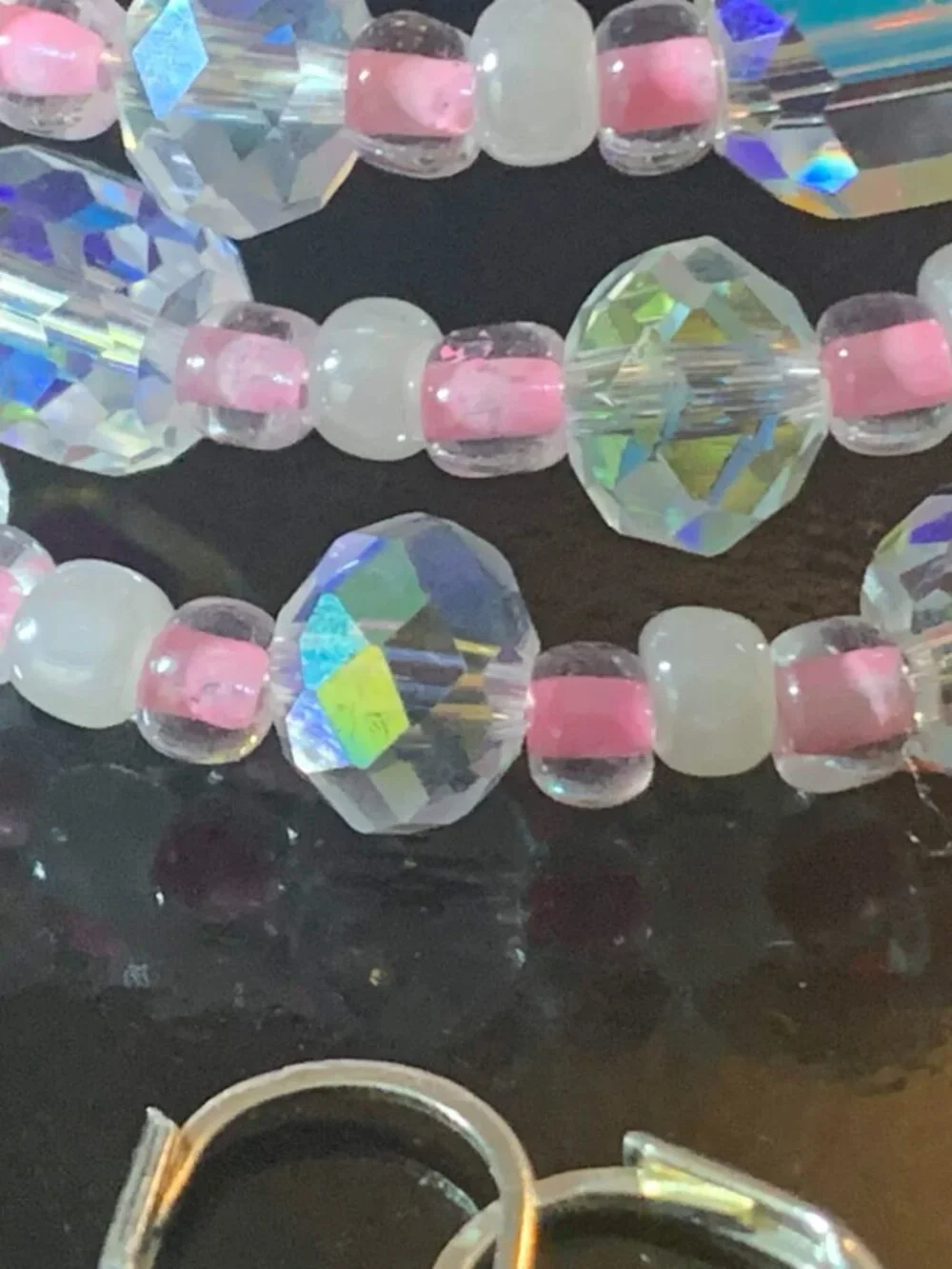 'Pretty in Pink' Hand crafted glass coil bracelet and earrings set